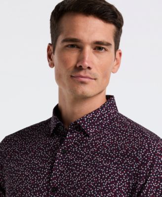Men's Long-Sleeve Micro Floral Print Shirt