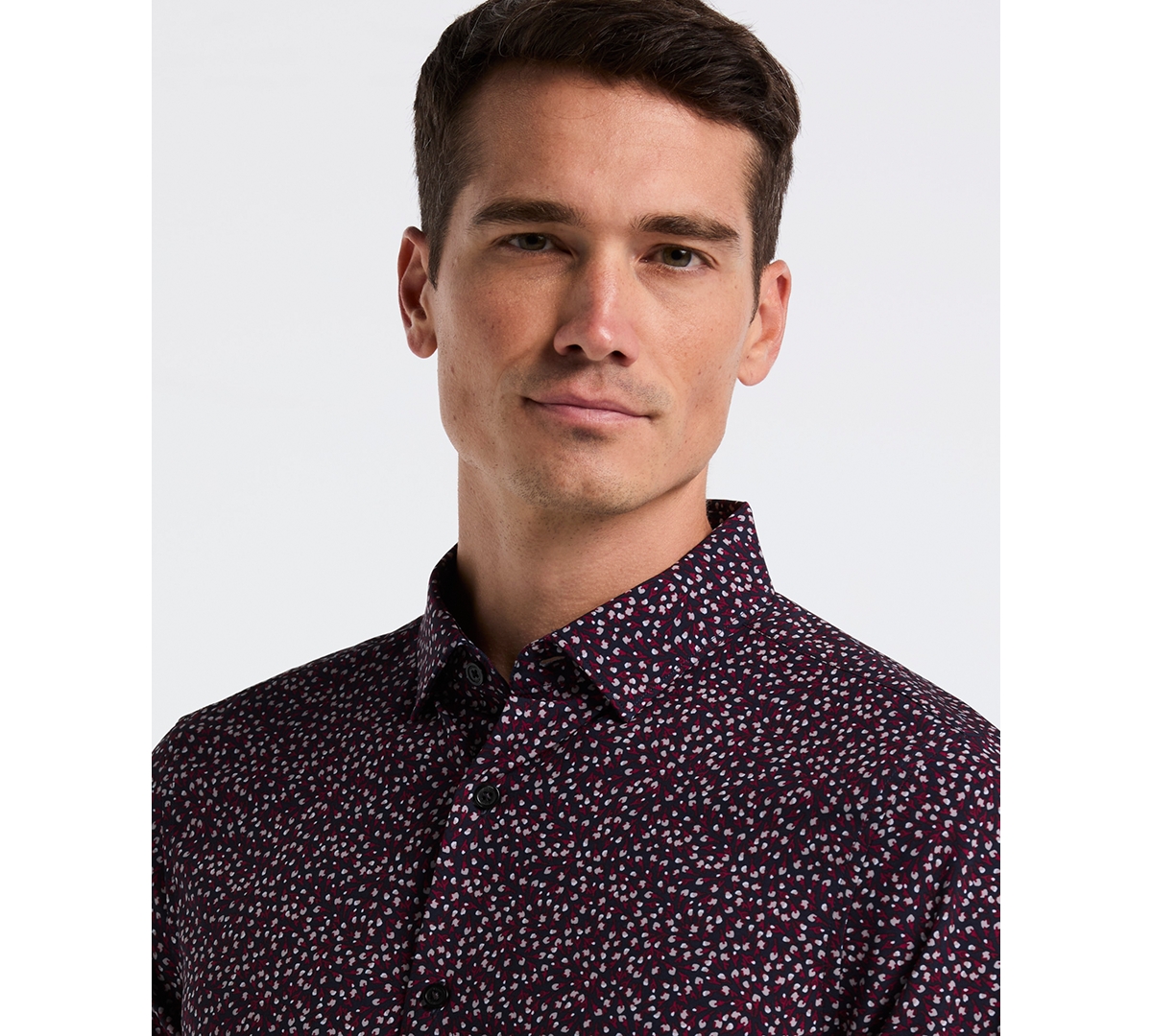 Perry Ellis Men's Long Sleeve Micro Floral Print Shirt