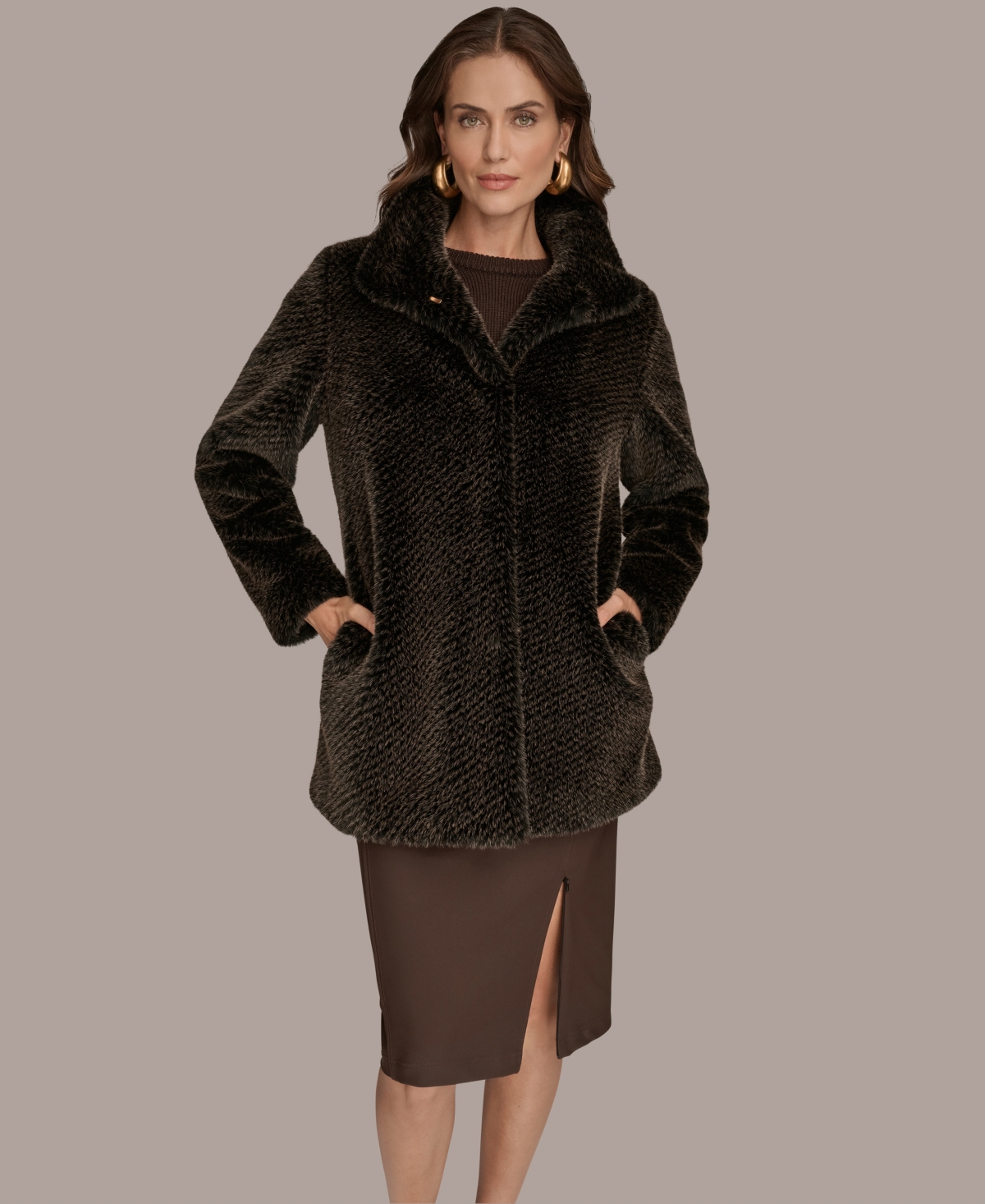 Donna Karan Women's Stand Collar Coat In Multi