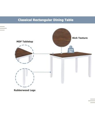 5-Piece Rustic Dining Table Set for Small Spaces, Wood Kitchen Table with 4 X-Back Chairs, White and Walnut Finish
