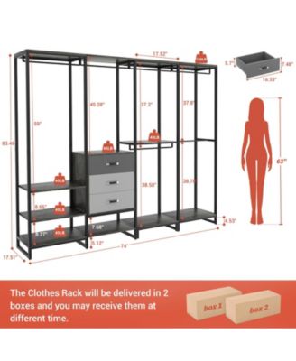 74'' Closet Organizer with Wood Drawers