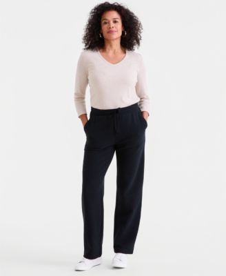 Petite Ottoman-Stitched Drawstring Pants
