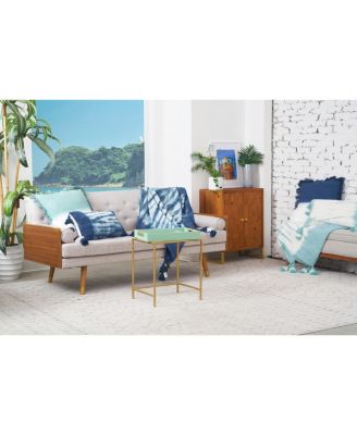 Buckroe Surf Light Blue & White Ombre Cotton Accent Pillow, 14" x 22" w/ Tassels