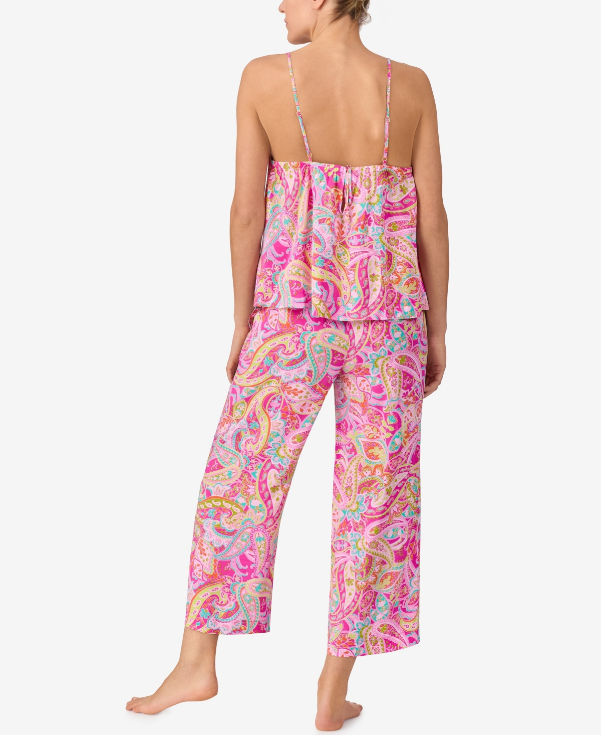 Sanctuary Women's 2-piece Sleeveless Crop Tank Top & Long Pant Pajama Set In Pink