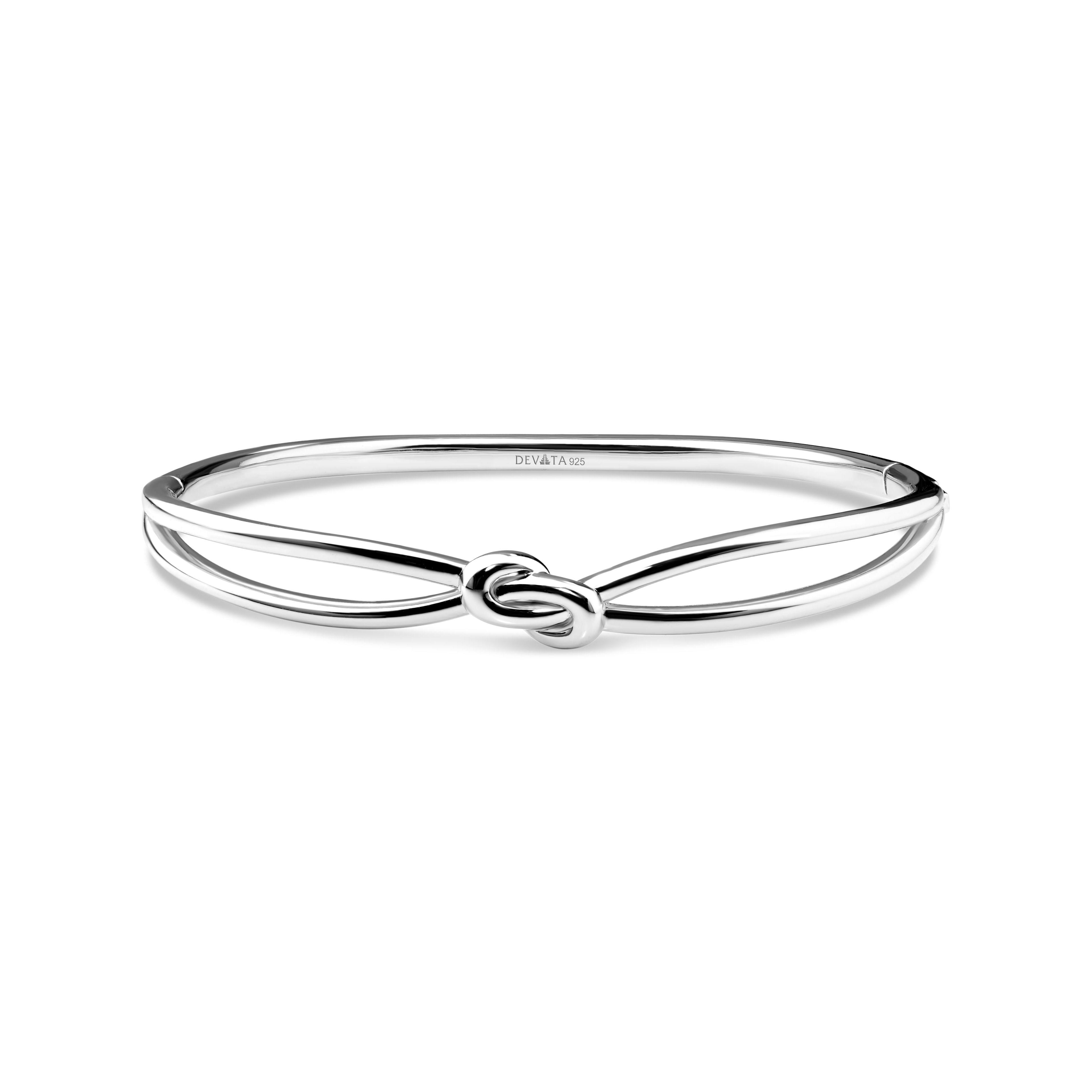 Devata Love Knot Bangle Bracelet in Rhodium Plated Sterling