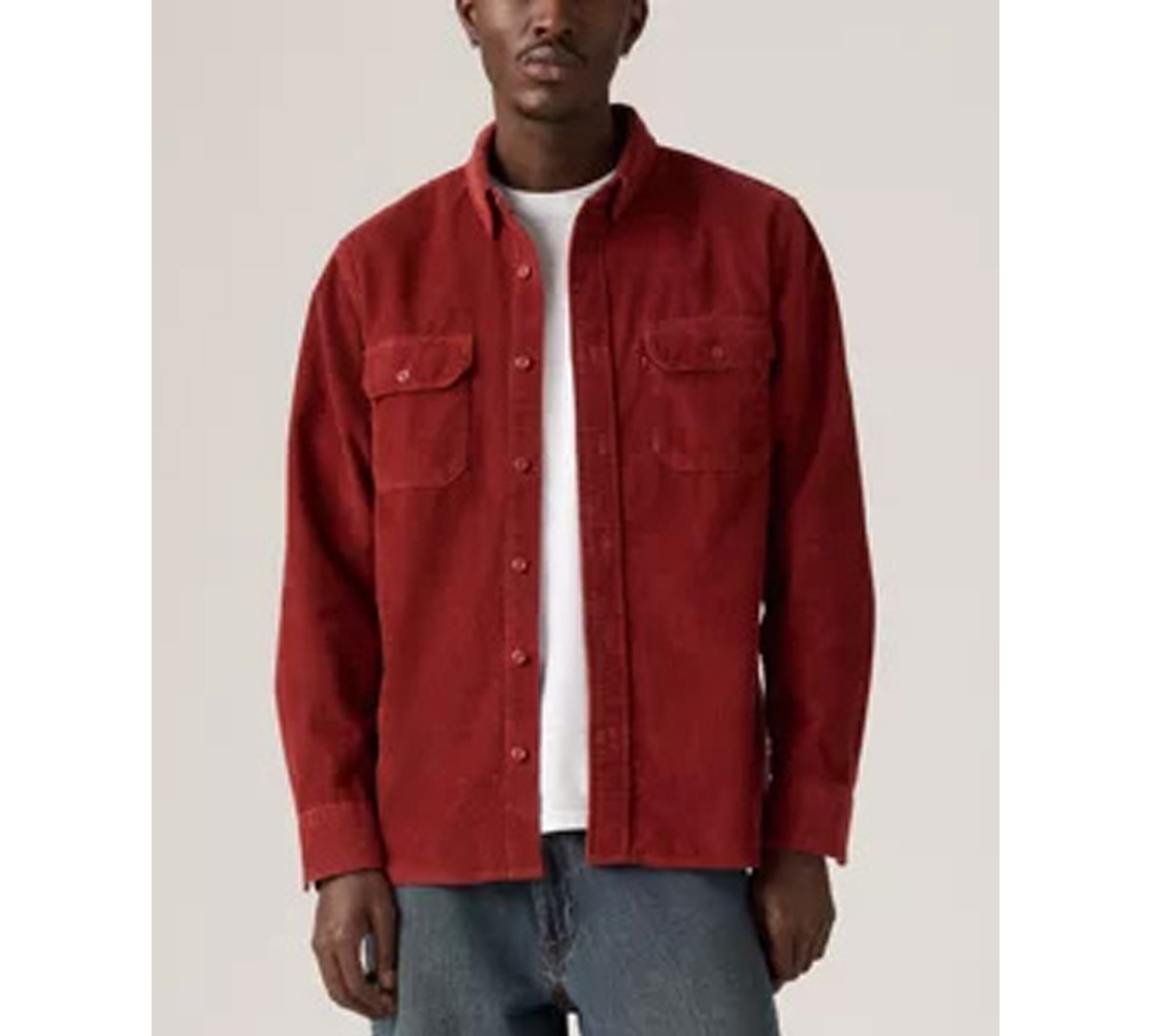 Levi's Men's Relaxed Fit Long Sleeve Button Front Worker Shirt In Red