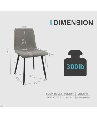 5-Piece Modern Dining Table Set, 55" Mid-Century Kitchen Table with Upholstered Chairs, Wood & Metal Dining Room Set for 4