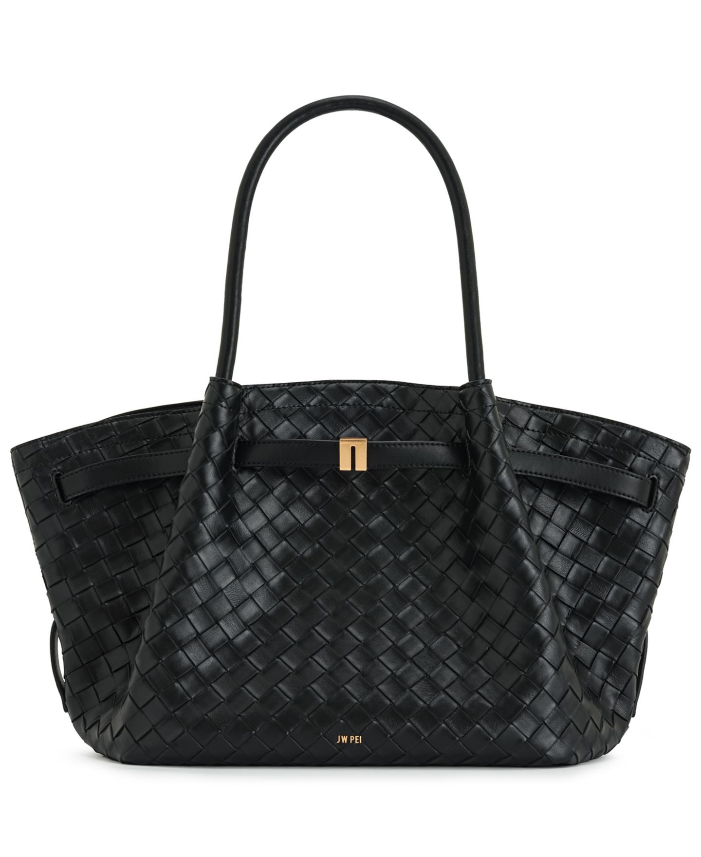 Женская сумка JW PEI Hana Medium Weave Tote, цвет: Чёрный — фото 1
