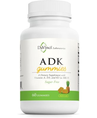 ADK Gummies – Sugar-Free, Pineapple Flavored Allulose Gummys – Supports Bone, Heart & Immune Health – Vegetarian, Gluten-Free, 60 Count