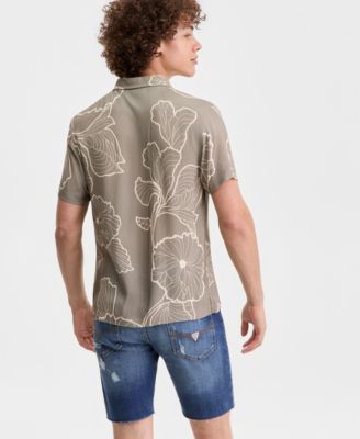 Men's Floral Short-Sleeved Button-Up Shirt