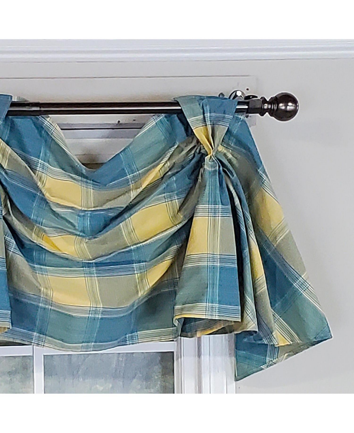 Rlf Home Duncaster 2-Scoop Celebration 100% Cotton with Fully Lined 3" Rod Pocket Valnance for Windows 45" x 18" Porcelain