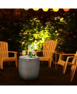 9.5 Gallon 4-in-1 Patio Rattan Cool Bar Cocktail Table Side Table
