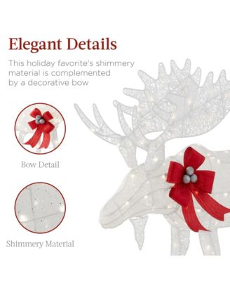 2-Piece Moose Family Lighted Christmas Yard D&eacute;cor Set w/ 170 LED Lights, Stakes, Zip Ties