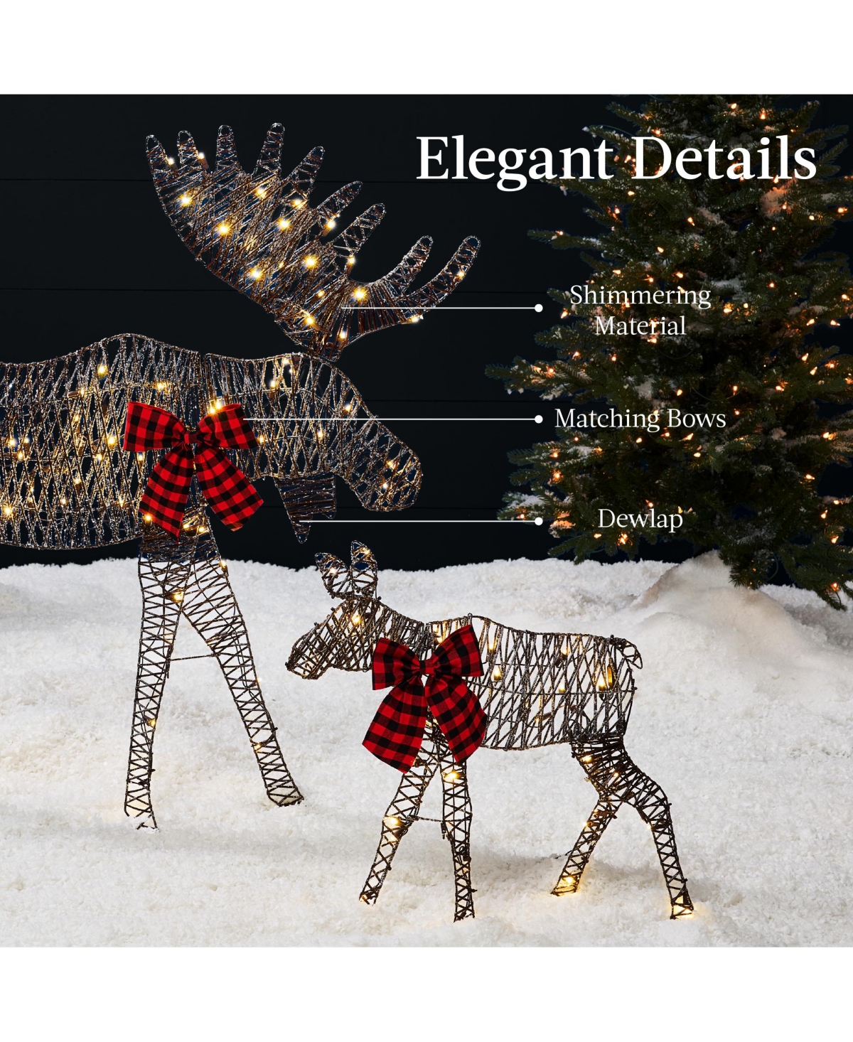 Best Choice Products 4ft 2-Piece Lighted 2D Christmas Moose Set Outdoor Decor w/ 125 Led Lights, Stakes