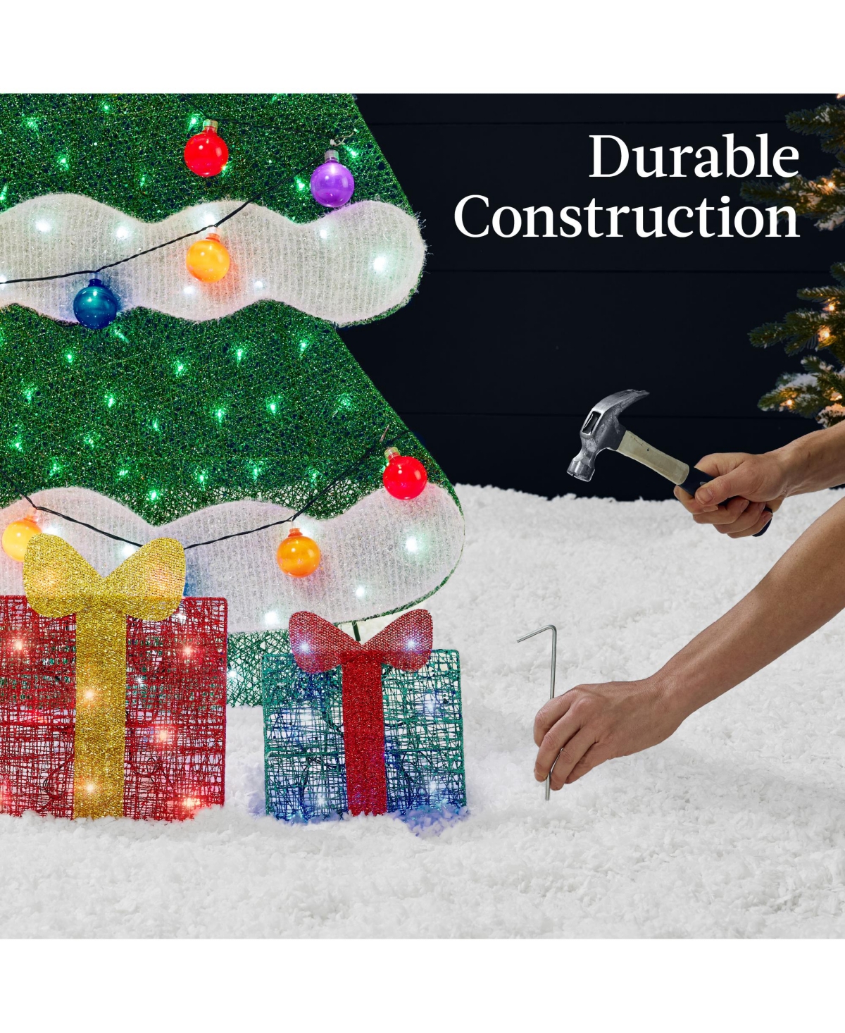 Best Choice Products 6ft Lighted 2D Christmas Tree Outdoor Decor w/ 170 Led Lights, Gift Boxes