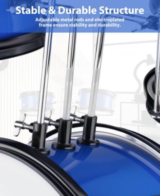 3-Piece Kids Drum Set with Adjustable Stool, Bass Pedal & Cymbal – Realistic Junior Drum Kit for Ages 3+