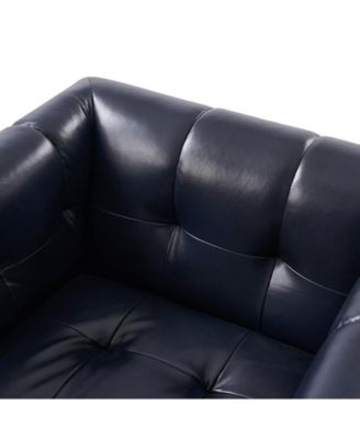 1 Count Gabriel Mid-Certury Modern Genuine Leather Swivel Club Chair