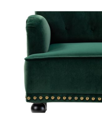 Jakub 28.5" W Velvet Tufted Polyester Armchair with Nailhead Trim