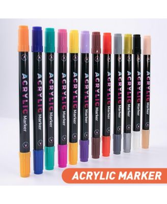 72 Colors Dual Tip Acrylic Paint Markers, Strong Covering Painting Pens for Wood, Canvas, Stone, Glass, Ceramic Surfaces, DIY Crafts Making