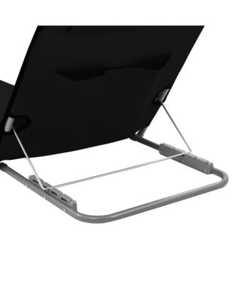 Beach Chair Set of 2 Black Polyester fabric and steel frame Large