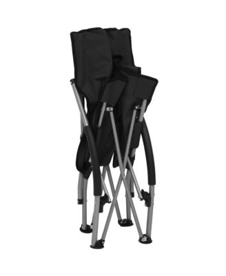 Beach Chair Set of 2 Black Oxford fabric, Steel Standard
