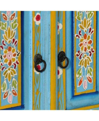 TV Cabinet Blue Solid Mango Wood Medium TV Cabinet Rectangular