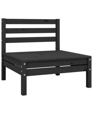 Garden Lounge Set Black Solid Pinewood Standard Modular