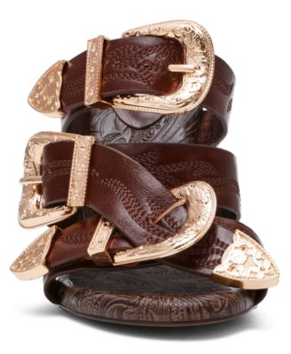 Women's Farra Strappy Western Buckled High-Heel Dress Mules