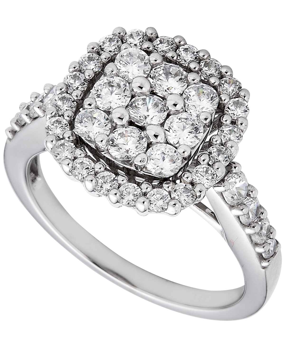 Macy's Diamond Cushion Shape Halo Cluster Ring (1-3/8 Ct. T.w.) In 14k White Gold In Metallic