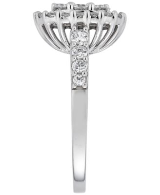 Diamond Cushion Shape Halo Cluster Ring (1-3/8 ct. t.w.) in 14k White Gold