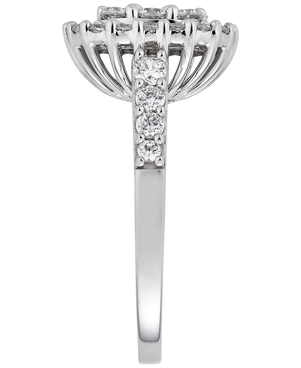 Macy's Diamond Cushion Shape Halo Cluster Ring (1-3/8 Ct. T.w.) In 14k White Gold In Metallic