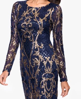Petite Sequin Scoop Neck Long-Sleeve Dress