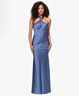 Betsy & Adam - Petite Halter Neck Sleeveless Long Dress