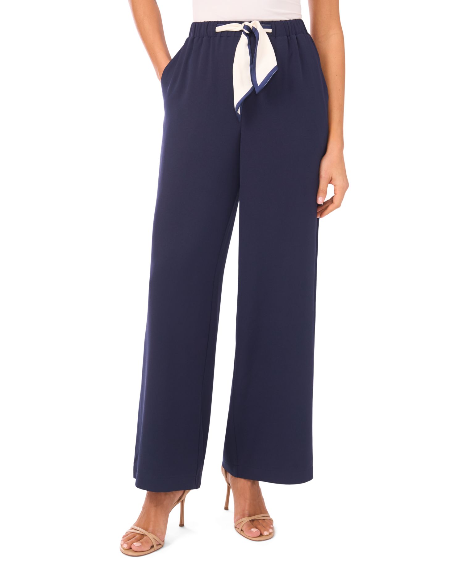 Women's Straight Leg Contrast Tie Pants