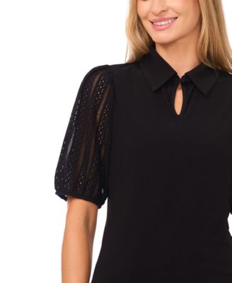 Women's Short-Sleeve Keyhole Top