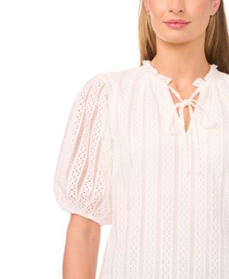 Women's Tie Neck Short-Sleeve Crop Top