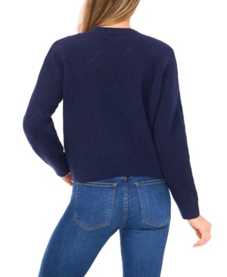 Women's Flower Embroidery Long-Sleeve Cardigan Sweater