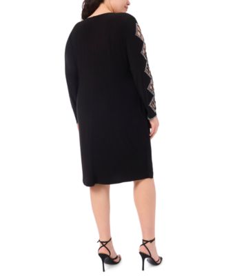 Plus Size Faraj Sleeve Faux Wrap V-Neck Dress