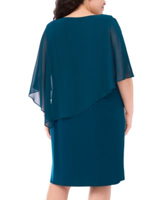 Plus Size Side Drape Overlay A-Line Dress