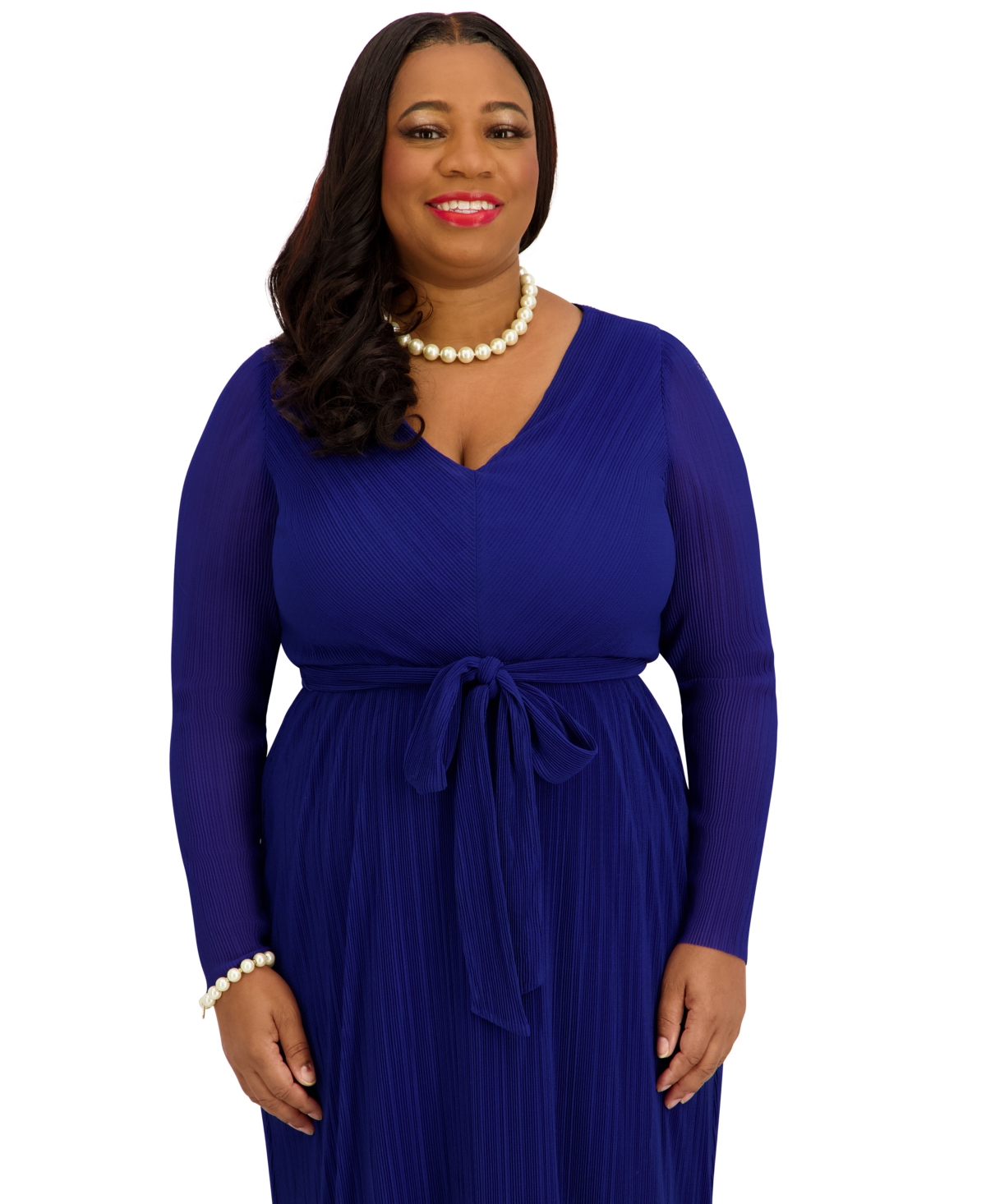 Kasper Women's V-Neck Long-Sleeve Dress