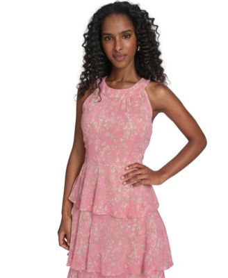 Women's Sleeveless Halter Neck Tiered Maxi Dress