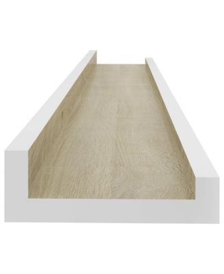 Wall Shelf Set of 2 White and Sonoma Oak MDF 23.6in long