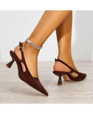 Cleopatra Faux Suede Slingback Kitten Heels