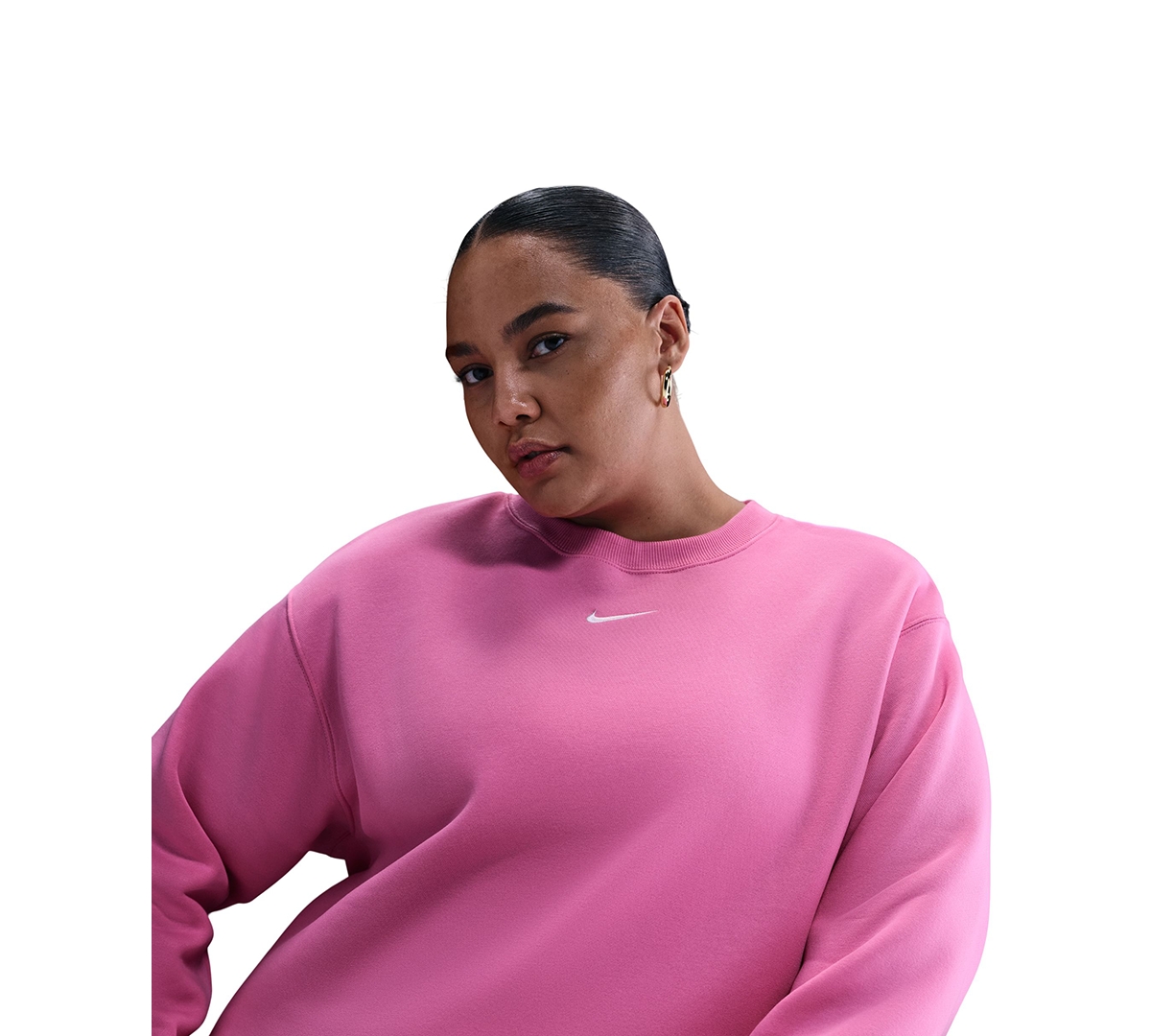 Nike Women's  Sportswear Phoenix Fleece Oversized Crew-neck Sweatshirt (plus Size) In Pink