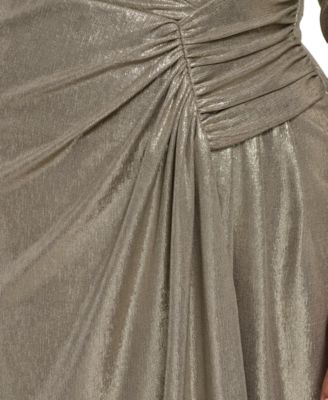 Plus Size Metallic Jewel Neck Midi Dress