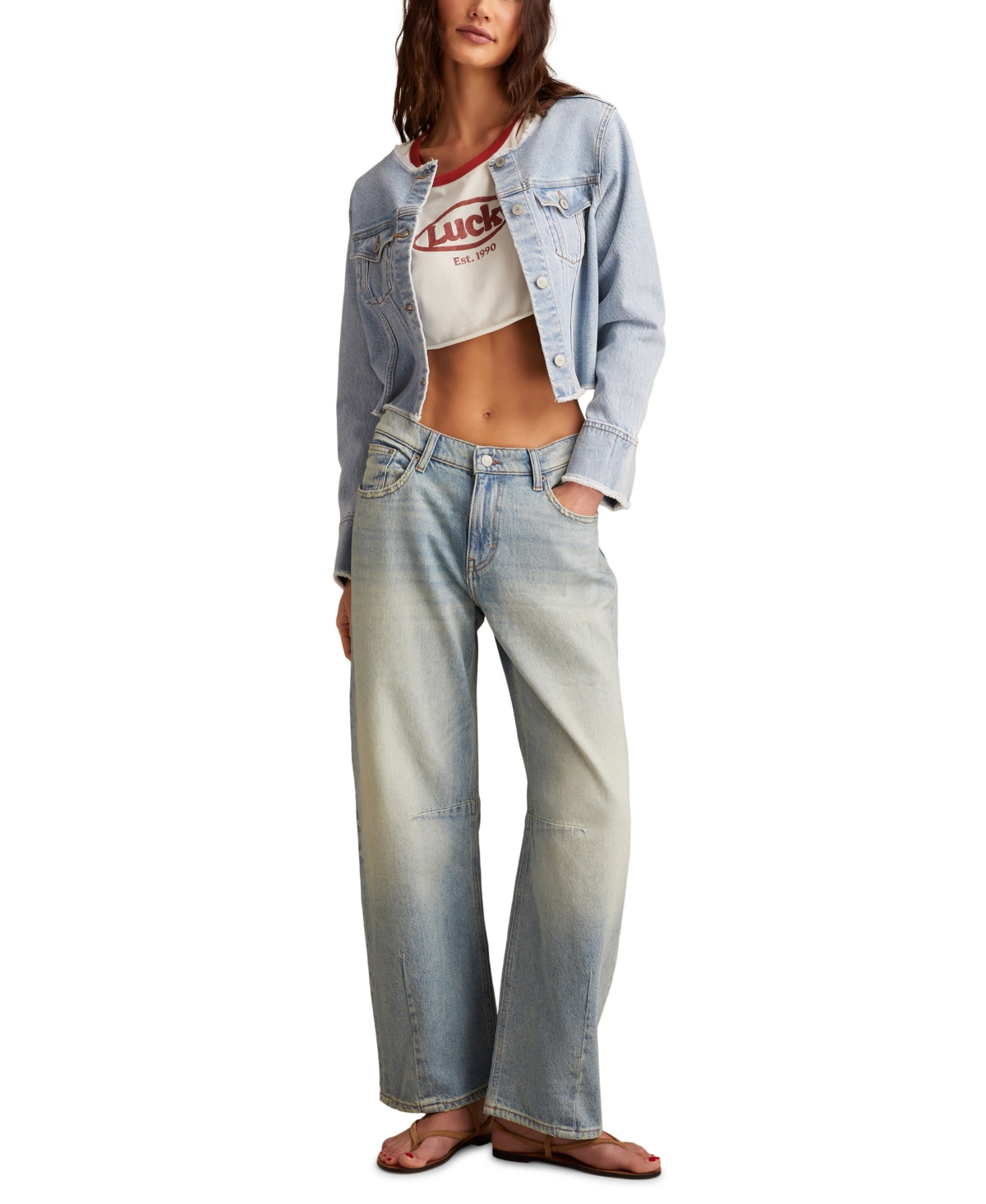 Lucky Brand Barrel Wide Leg Jeans In Brown