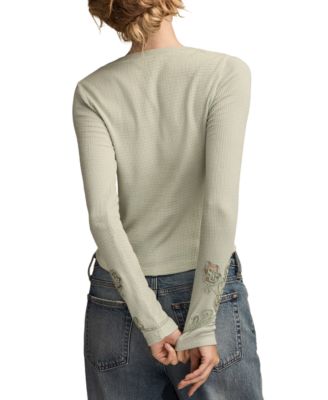 Women's Cutwork Notch Neck Top