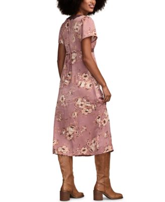 Women's Lace Trim Floral Midi Dress