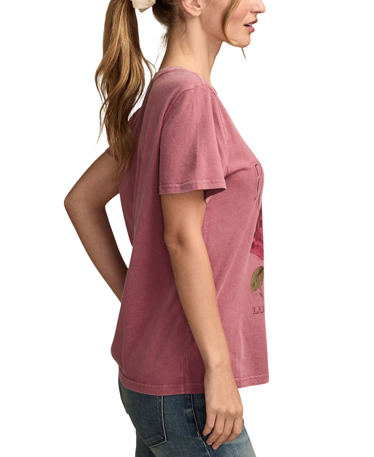 Lucky Brand Women's Rose Culture Classic Crewneck T-shirt In Pink