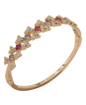 Anne Klein - Glass and Plastic Stone Fluted Hinge Bracelet